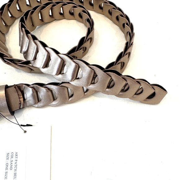 Punt Fibbia Leather Braided Belt Leather Sand Patch Belt Silver Buckle One Size main image 5